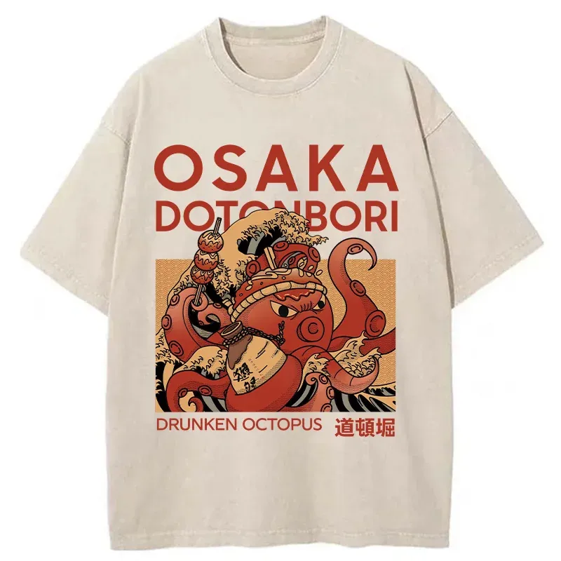 Tokyo-Assassin Osaka Octopus Monster Washed T-Shirt-Tokyo-Assassin
