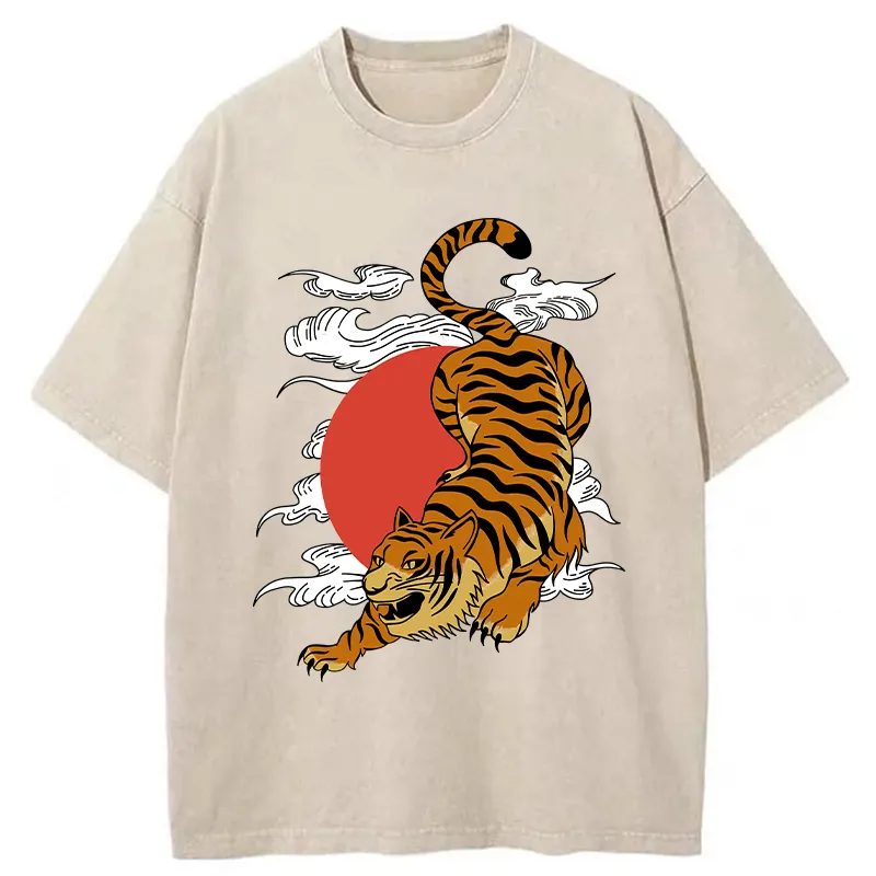 Tokyo-Assassin Japanese Fierce Tiger Washed T-Shirt-Tokyo-Assassin