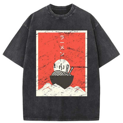Tokyo-Assassin Vintage Japanese Anime Ramen Washed T-Shirt-Tokyo-Assassin