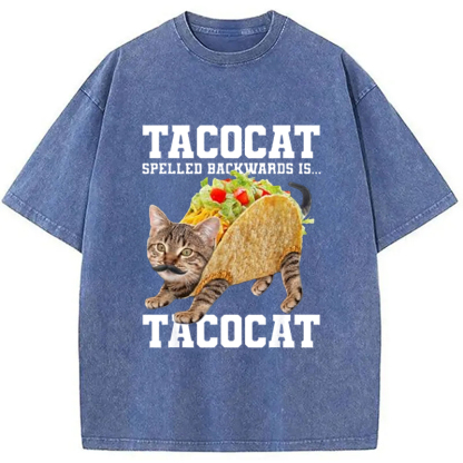 Tokyo-Assassin Tacocat Silly Cat Meme Washed T-Shirt-Tokyo-Assassin