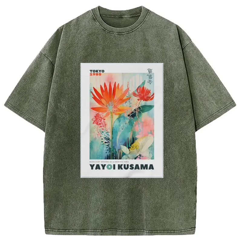 Tokyo-Assassin YAYOI KUSAMA Adult Staple Washed T-Shirt-Tokyo-Assassin