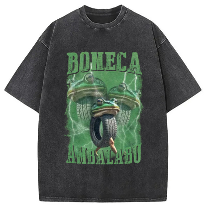 Tokyo-Assassin Boneca Ambalabu Meme Washed T-Shirt-Tokyo-Assassin