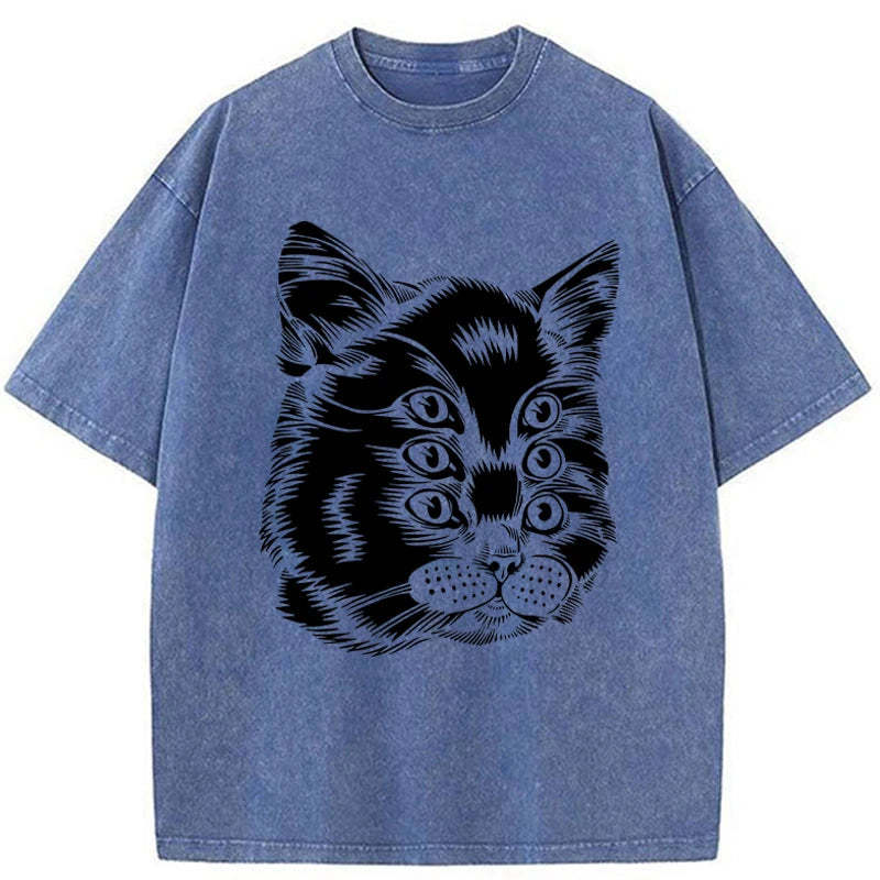 Tokyo-Assassin Six-eyed Cat Japan Washed T-Shirt-Tokyo-Assassin