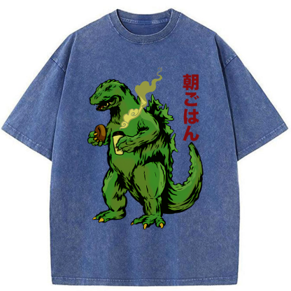 Tokyo-Assassin Monsters Eating Breakfast Washed T-Shirt-Tokyo Assassin