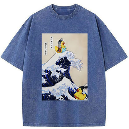 Tokyo-Assassin Samurai Duck And Sumo Duck Washed T-Shirt-Tokyo-Assassin