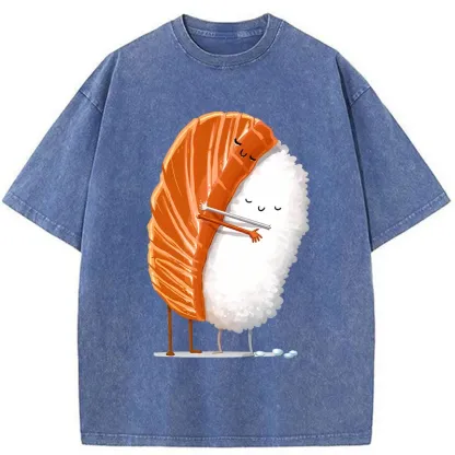 Tokyo-Assassin Sushi Hug Japan Washed T-Shirt-Tokyo-Assassin
