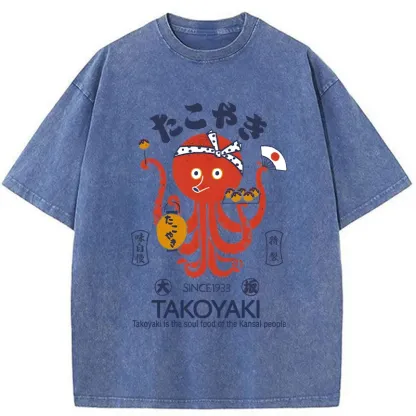 Tokyo-Assassin Delicious Takoyaki Washed T-Shirt-Tokyo Assassin
