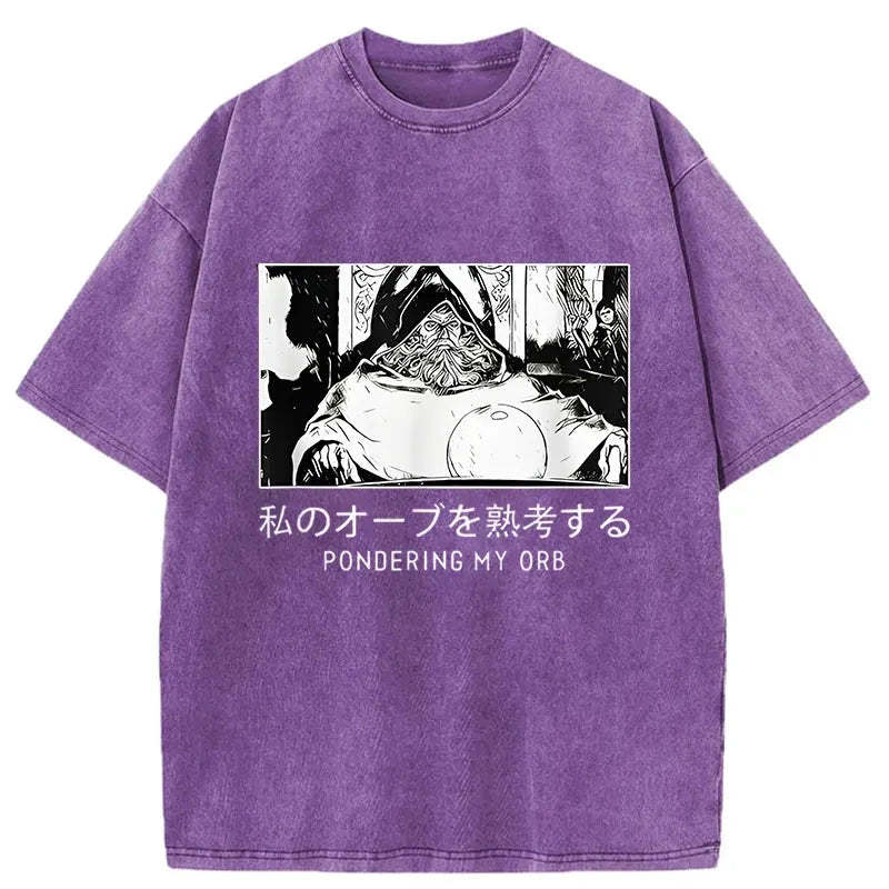 Tokyo-Assassin A Wizard Thinking Japanese Washed T-Shirt-Tokyo-Assassin