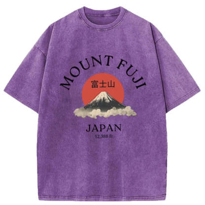 Tokyo-Assassin Japan Mount Fuji Sun Unisex Washed T-Shirt-Tokyo-Assassin