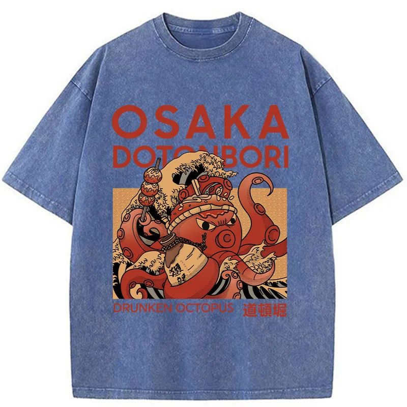Tokyo-Assassin Osaka Octopus Monster Washed T-Shirt-Tokyo-Assassin