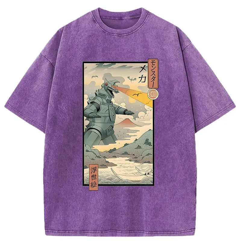 Tokyo-Assassin Ukiyo-e Robot Monster Washed T-Shirt-Tokyo Assassin