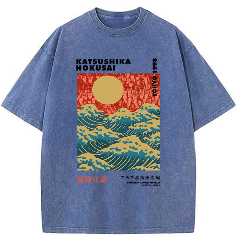 Tokyo-Assassin Katsushika Hokusai Washed T-Shirt-Tokyo-Assassin