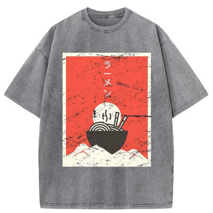 Tokyo-Assassin Vintage Japanese Anime Ramen Washed T-Shirt-Tokyo-Assassin