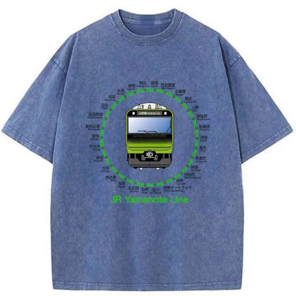 Tokyo-Assassin JR Yamanote Line Train Washed T-Shirt-Tokyo Assassin