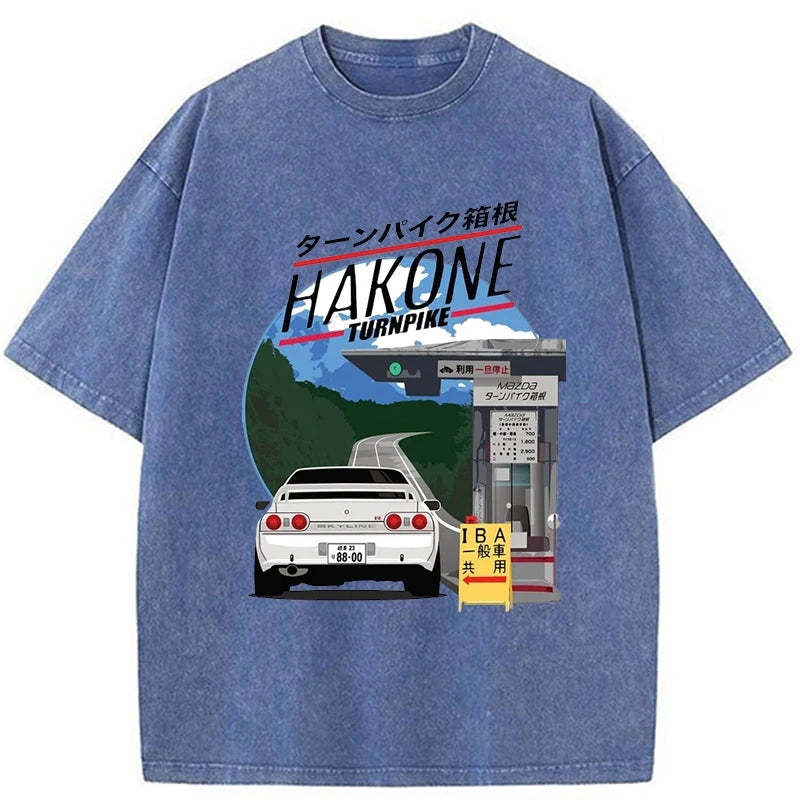 Tokyo-Assassin Hakone Nissan Skyline R32 JDM Washed T-Shirt-Tokyo-Assassin