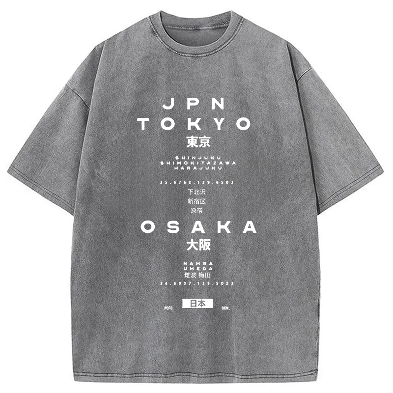 Tokyo-Assassin Tokyo and Osaka City District Washed T-Shirt-Tokyo Assassin