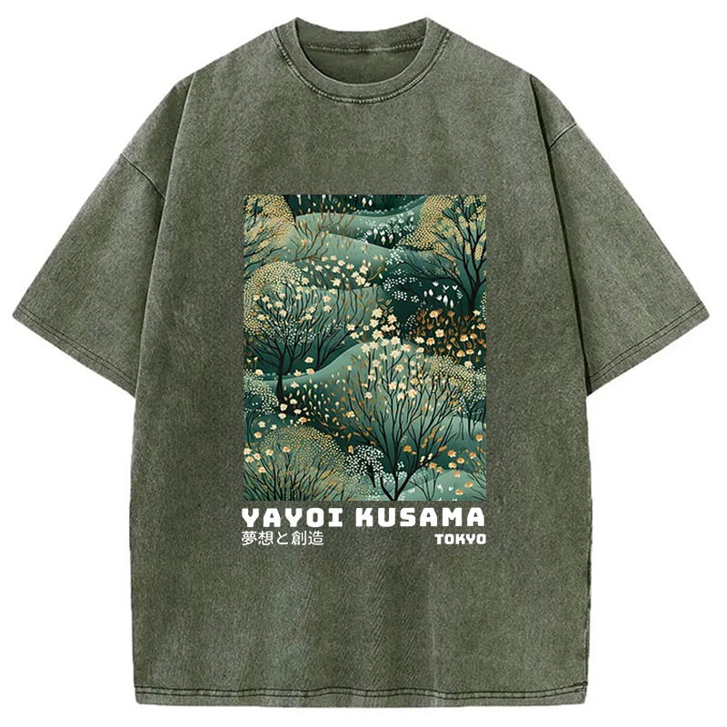 Tokyo-Assassin Yayoi Kusama Abstract Japanese Washed T-Shirt-Tokyo Assassin