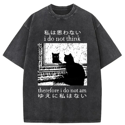 Tokyo-Assassin Thinking Cat Washed T-Shirt