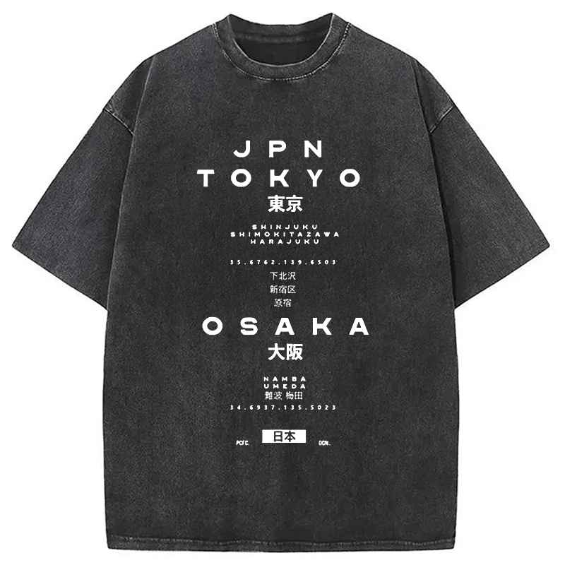 Tokyo-Assassin Tokyo and Osaka City District Washed T-Shirt-Tokyo Assassin
