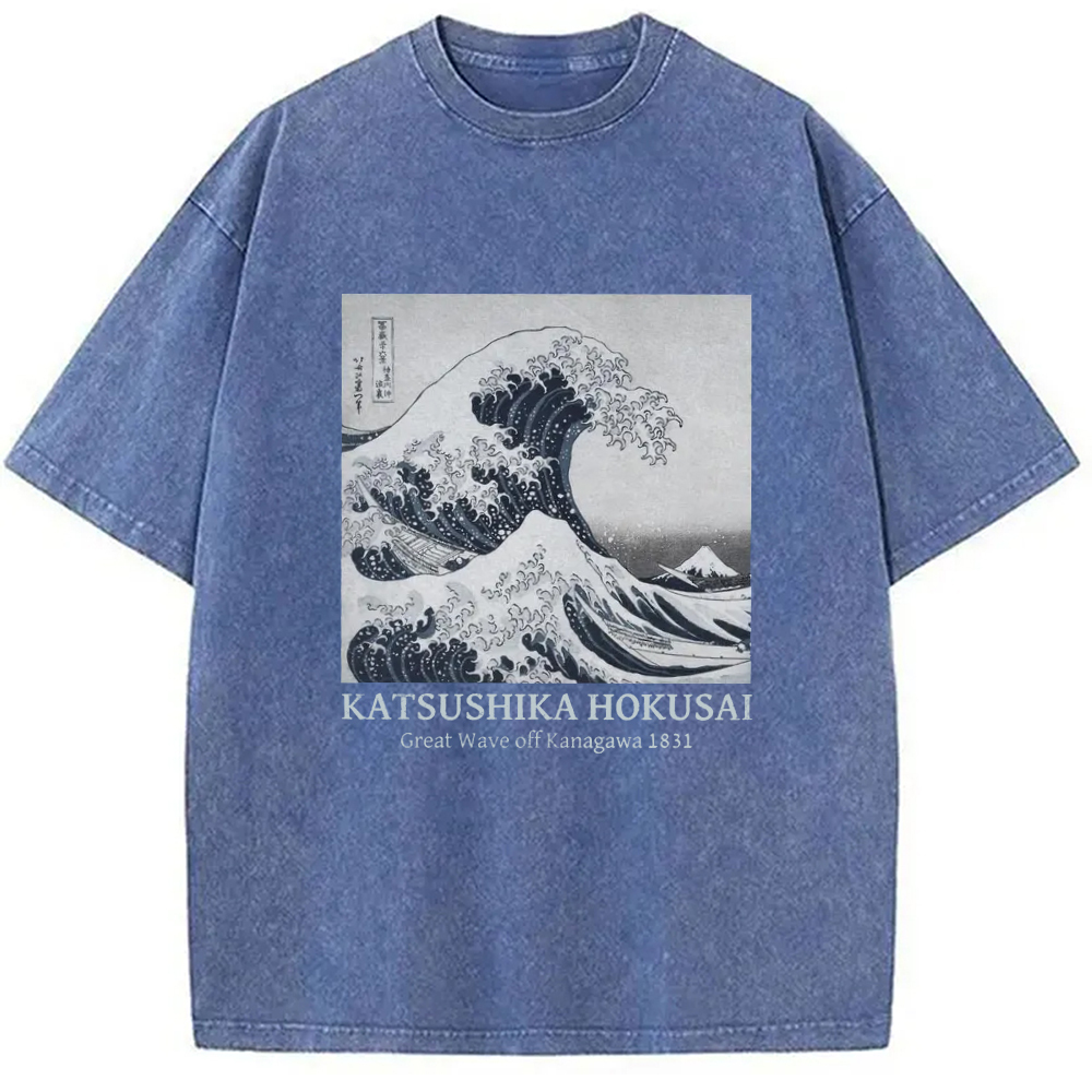 Tokyo-Assassin Japanese Great Wave Washed T-Shirt-Tokyo-Assassin