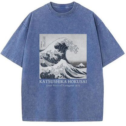 Tokyo-Assassin Japanese Great Wave Washed T-Shirt-Tokyo-Assassin