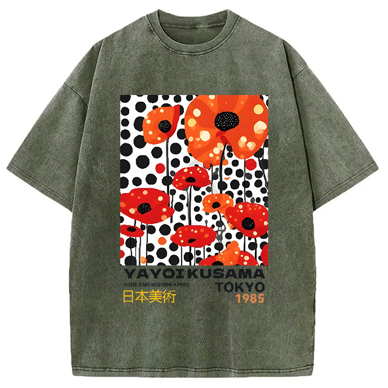 Tokyo-Assassin Artistic Creation Flower Vintage Washed T-Shirt-Tokyo-Assassin