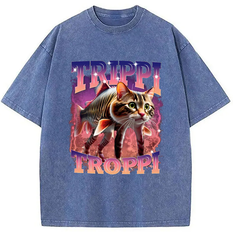 Tokyo-Assassin Trulimero Trulicina Funny Meme Washed T-Shirt-Tokyo-Assassin