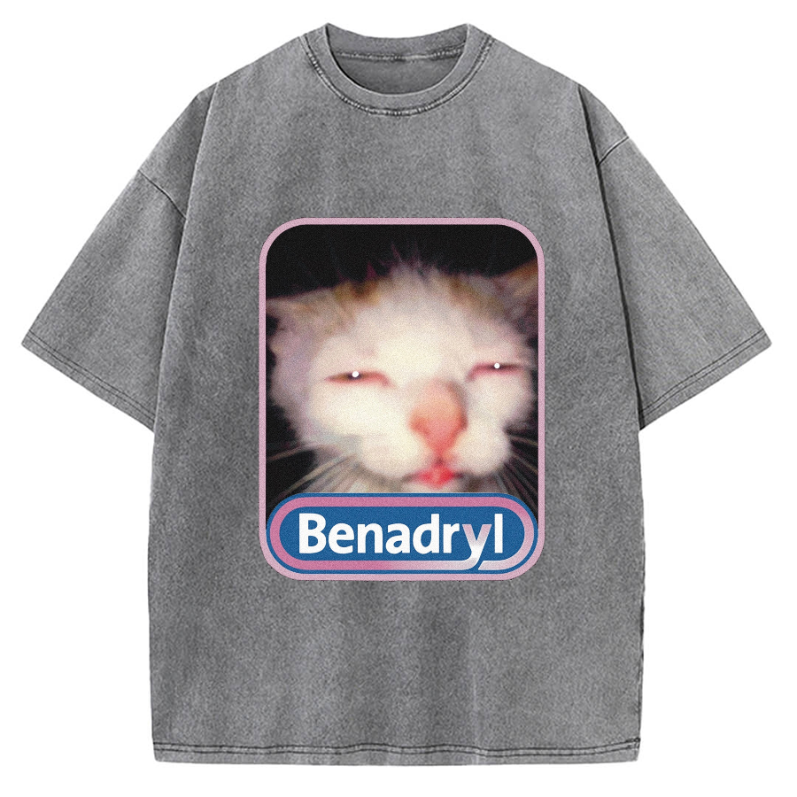 Benadryl Cat Meme Vintage Washed T-shirt