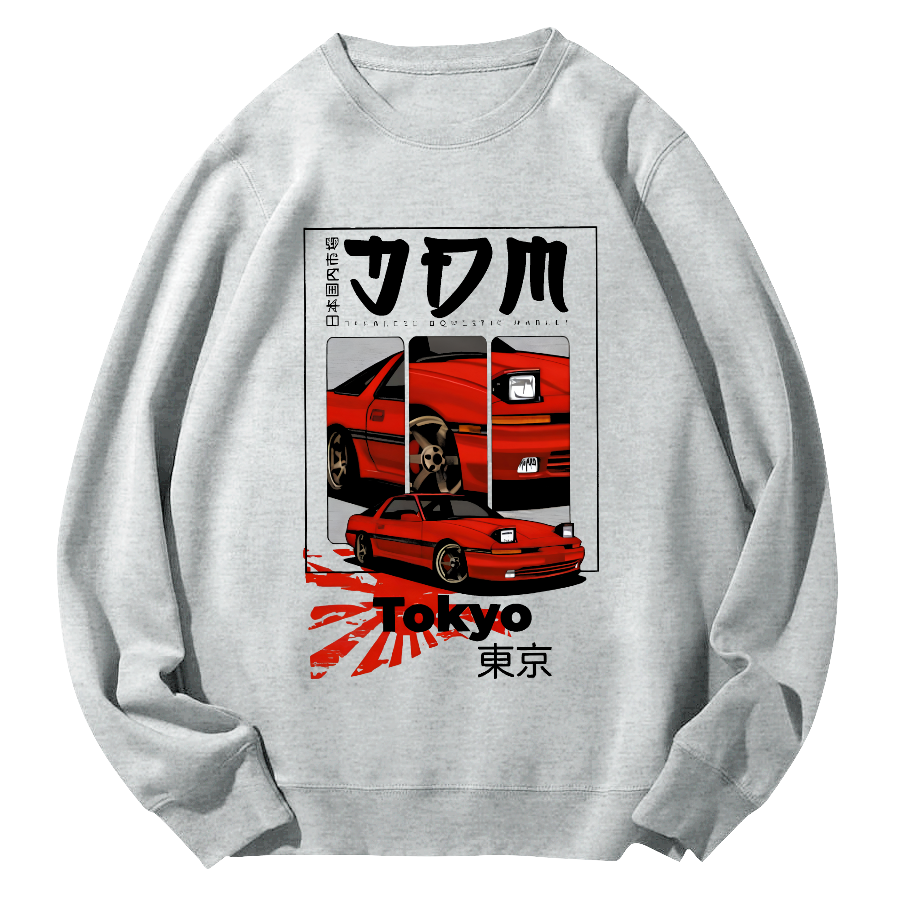 Tokyo Locomotive Market Round Neck Sweatshirt-Zazasy