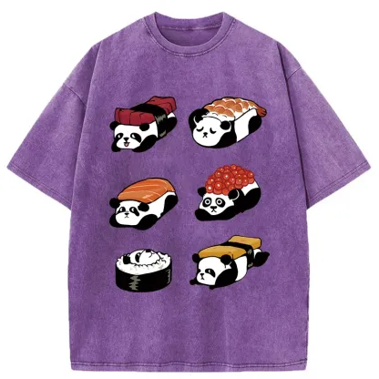 Tokyo-Assassin Panda Sushi Washed T-Shirt-Tokyo-Assassin
