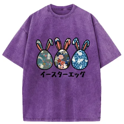 Tokyo-Assassin Cute Easter Egg Washed T-Shirt-Tokyo-Assassin