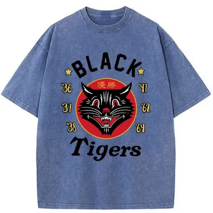 Tokyo-Assassin Japanese Black Tigers Washed T-Shirt-Tokyo-Assassin