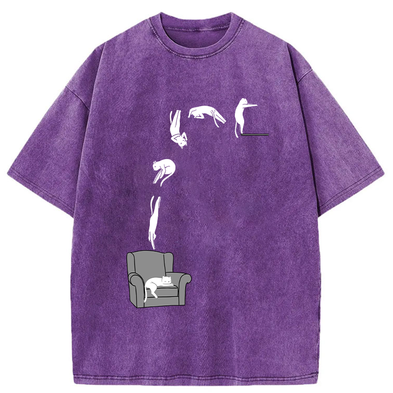 Tokyo-Assassin Diving Details Cat Washed T-Shirt-Tokyo-Assassin