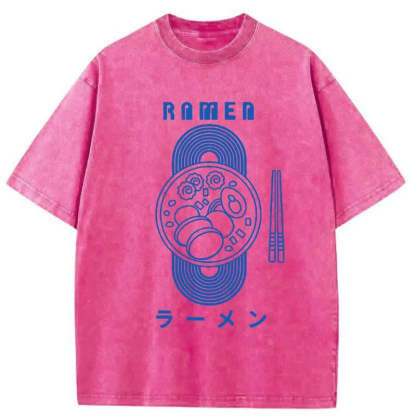 Tokyo-Assassin A Bowl Of Ramen Washed T-Shirt-Tokyo-Assassin