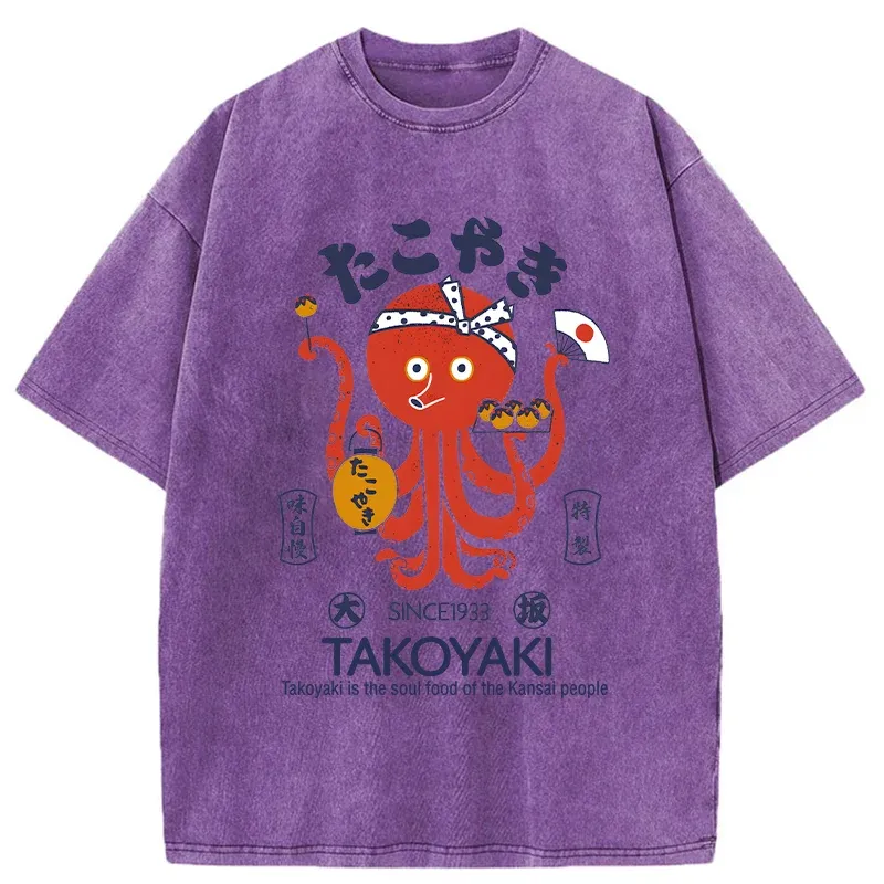 Tokyo-Assassin Delicious Takoyaki Washed T-Shirt-Tokyo Assassin