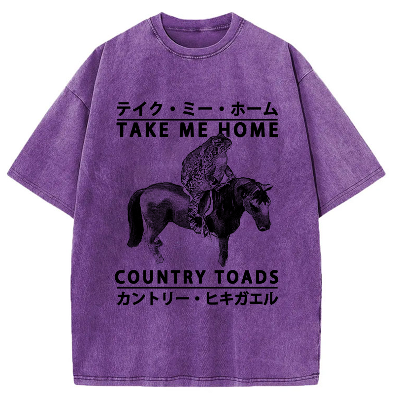 Tokyo-Assassin Funny Toad Ride Horse Washed T-Shirt-Tokyo-Assassin