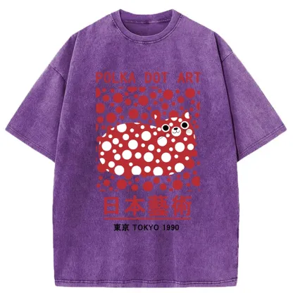 Tokyo-Assassin Japanese Polka Dot Art Washed T-Shirt-Tokyo-Assassin