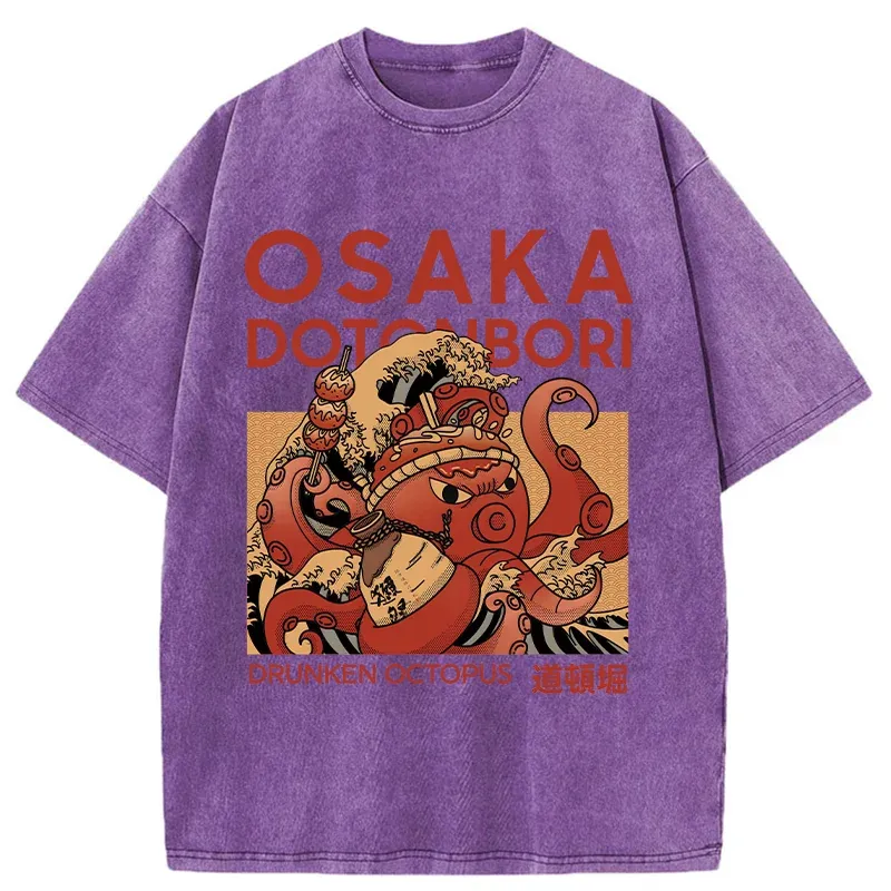 Tokyo-Assassin Osaka Octopus Monster Washed T-Shirt-Tokyo-Assassin