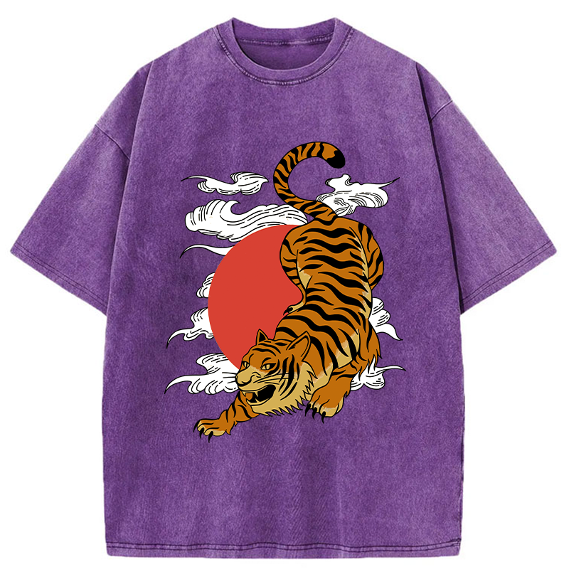 Tokyo-Assassin Japanese Fierce Tiger Washed T-Shirt-Tokyo-Assassin