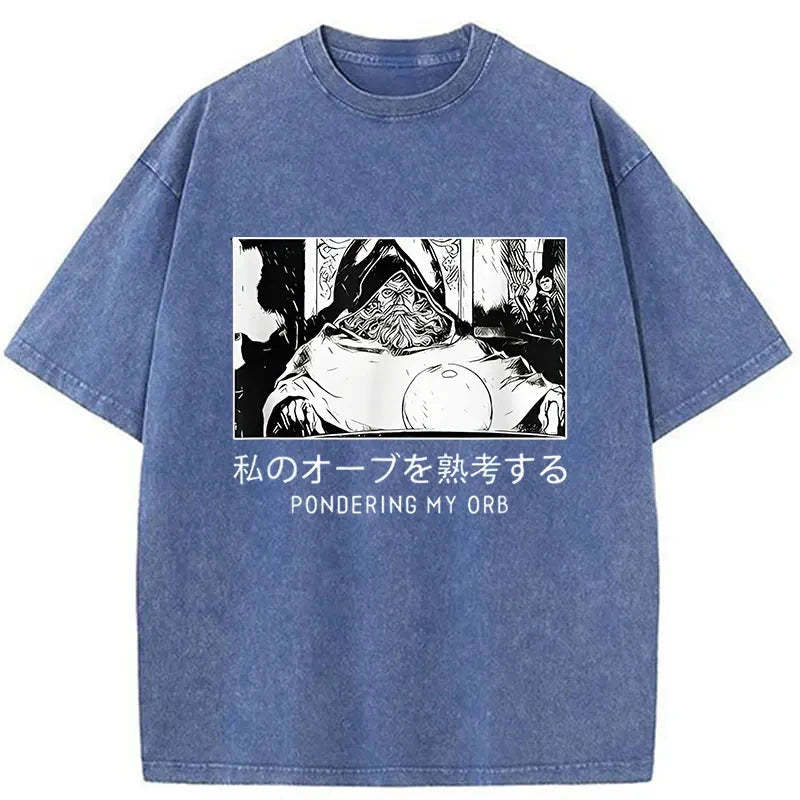 Tokyo-Assassin A Wizard Thinking Japanese Washed T-Shirt-Tokyo-Assassin