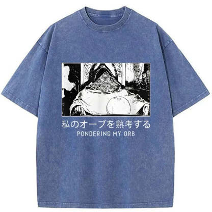 Tokyo-Assassin A Wizard Thinking Japanese Washed T-Shirt-Tokyo-Assassin