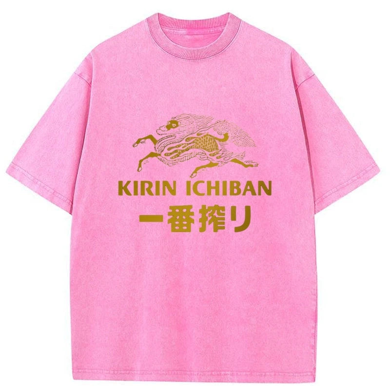 Tokyo-Assassin Japanese Beer Art Print Washed T-Shirt-Tokyo-Assassin