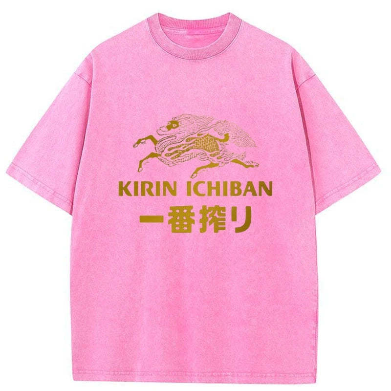 Tokyo-Assassin Japanese Beer Art Print Washed T-Shirt-Tokyo-Assassin