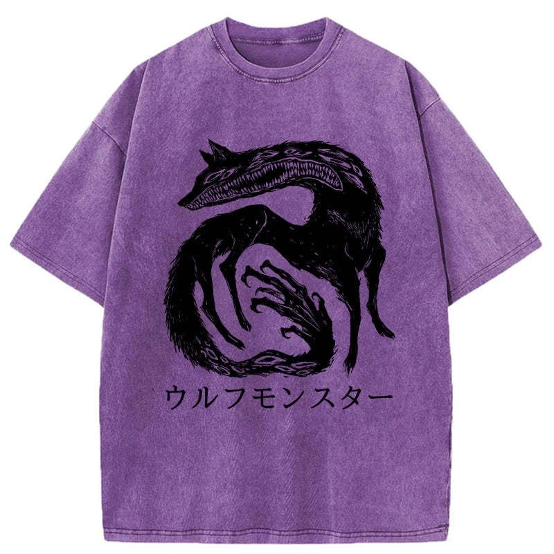 Tokyo-Assassin Wolf Monster Washed T-Shirt-Tokyo-Assassin