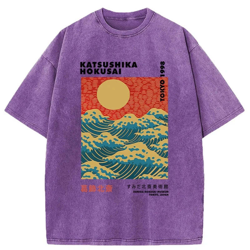 Tokyo-Assassin Katsushika Hokusai Washed T-Shirt-Tokyo-Assassin