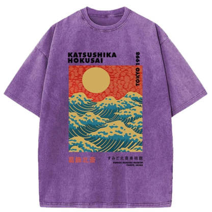 Tokyo-Assassin Katsushika Hokusai Washed T-Shirt-Tokyo-Assassin