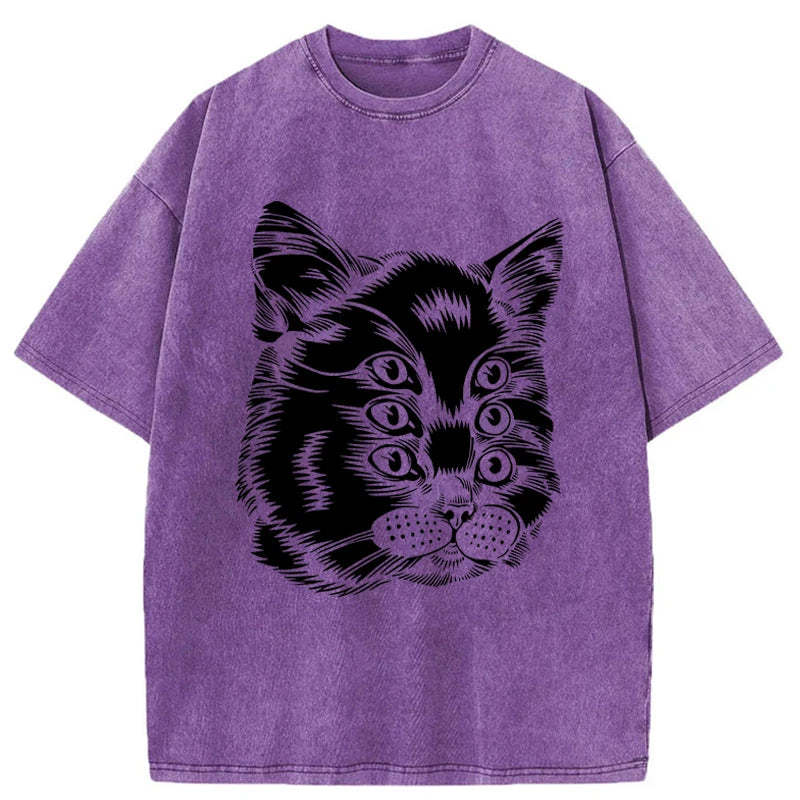 Tokyo-Assassin Six-eyed Cat Japan Washed T-Shirt-Tokyo-Assassin