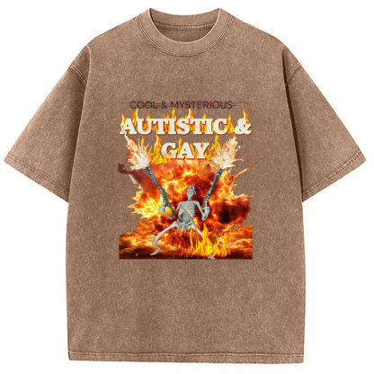Tokyo-Assassin Autistic Gay Skeleton Washed T-Shirt-Tokyo-Assassin