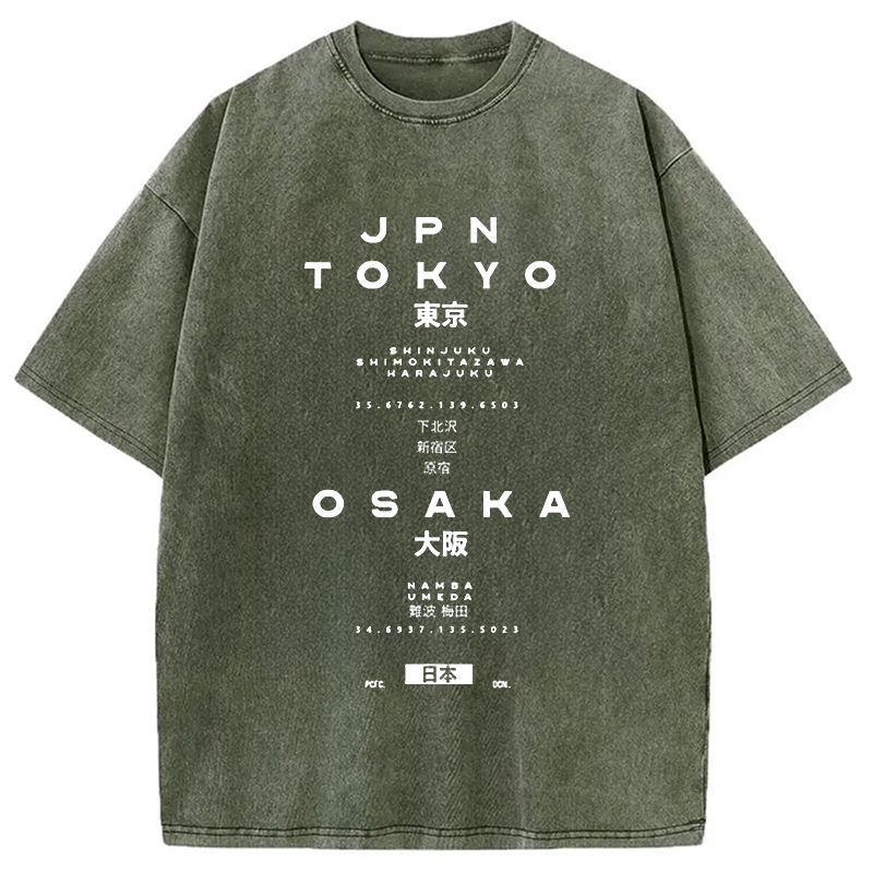 Tokyo-Assassin Tokyo and Osaka City District Washed T-Shirt-Tokyo Assassin