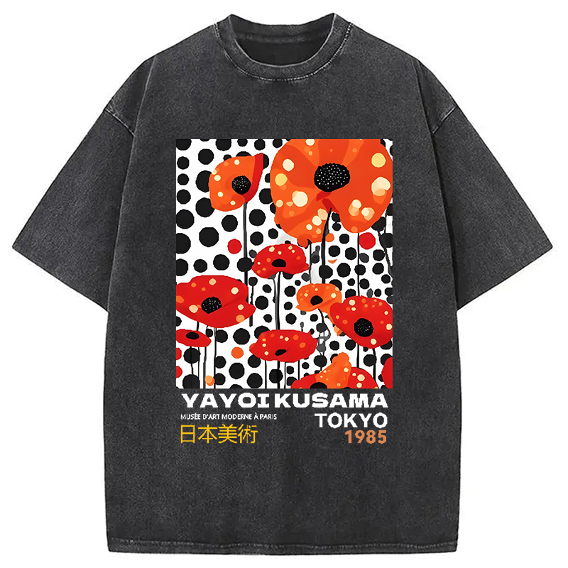 Tokyo-Assassin Artistic Creation Flower Vintage Washed T-Shirt-Tokyo-Assassin
